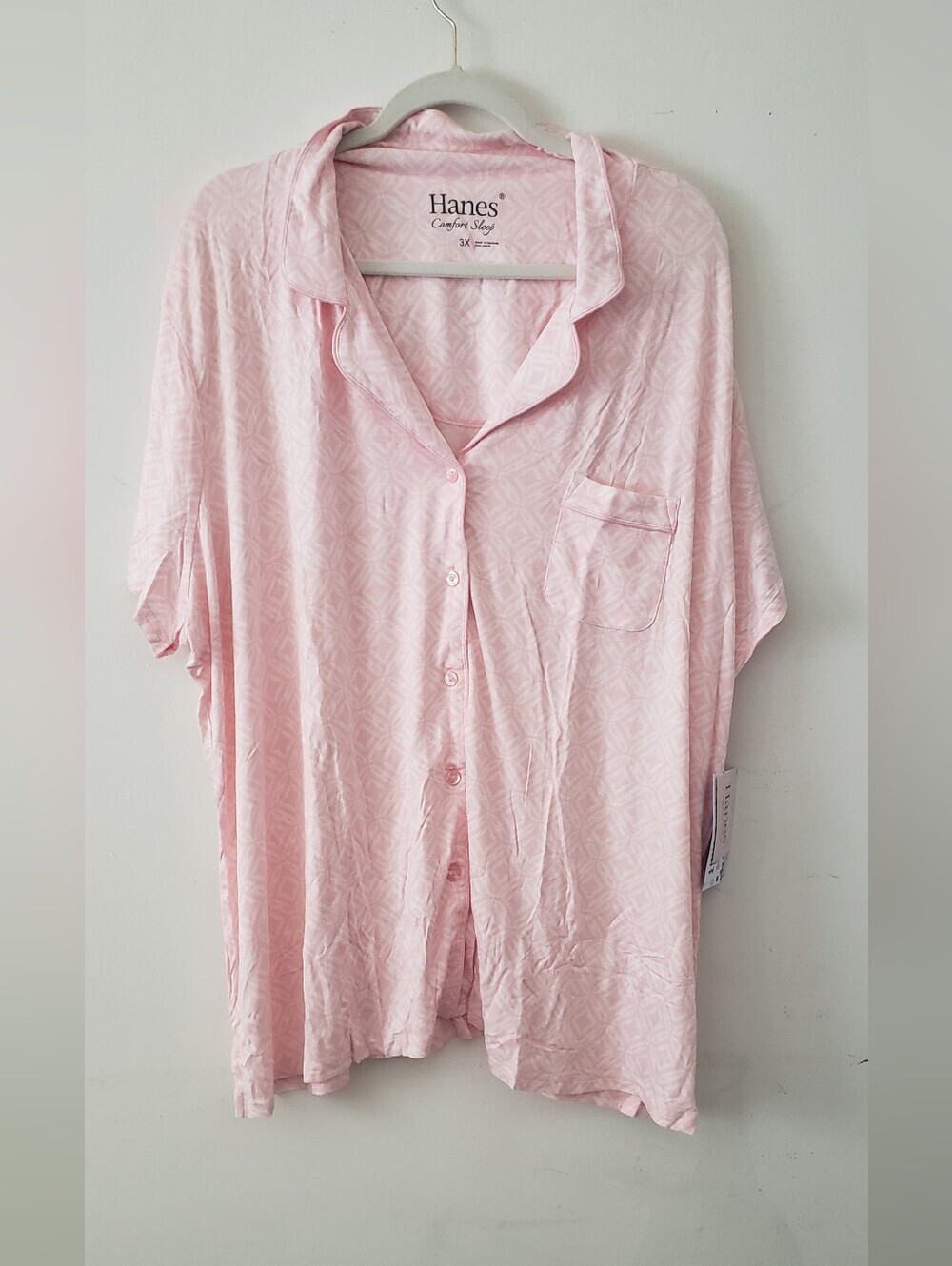 NWT Hanes Comfort Sleep Pajama Set Pink Petal Knit Top & Shorts Plus Size 3X